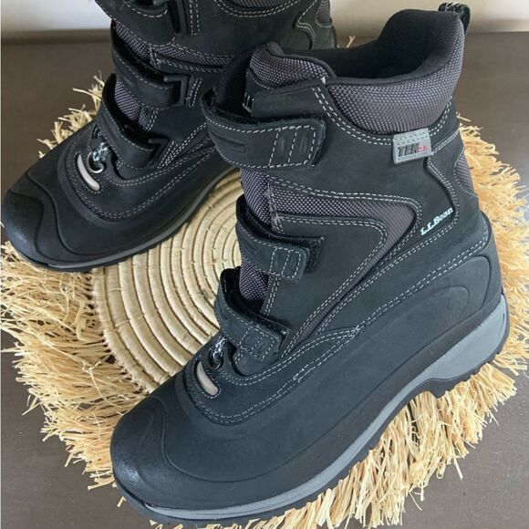 L.L. BEAN Women’s Tek 2.5 Primaloft Waterproof Velcro Winter Boots Black Size 10 - Picture 1 of 15